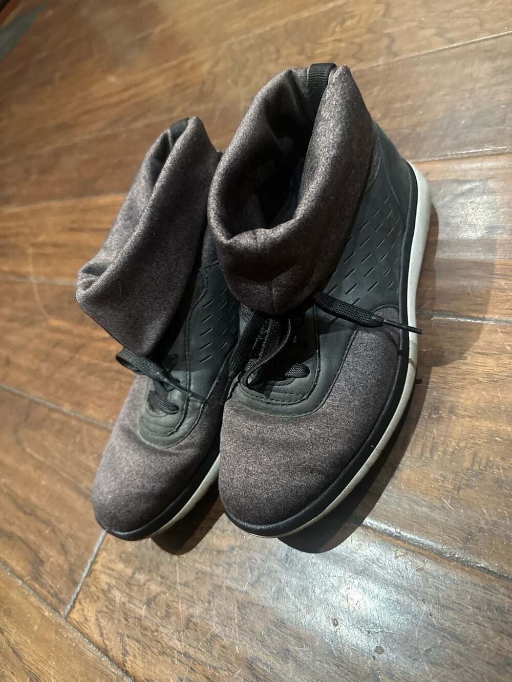 UGG Olive High Top Jersey and Leather Sneakers Charcoal Black